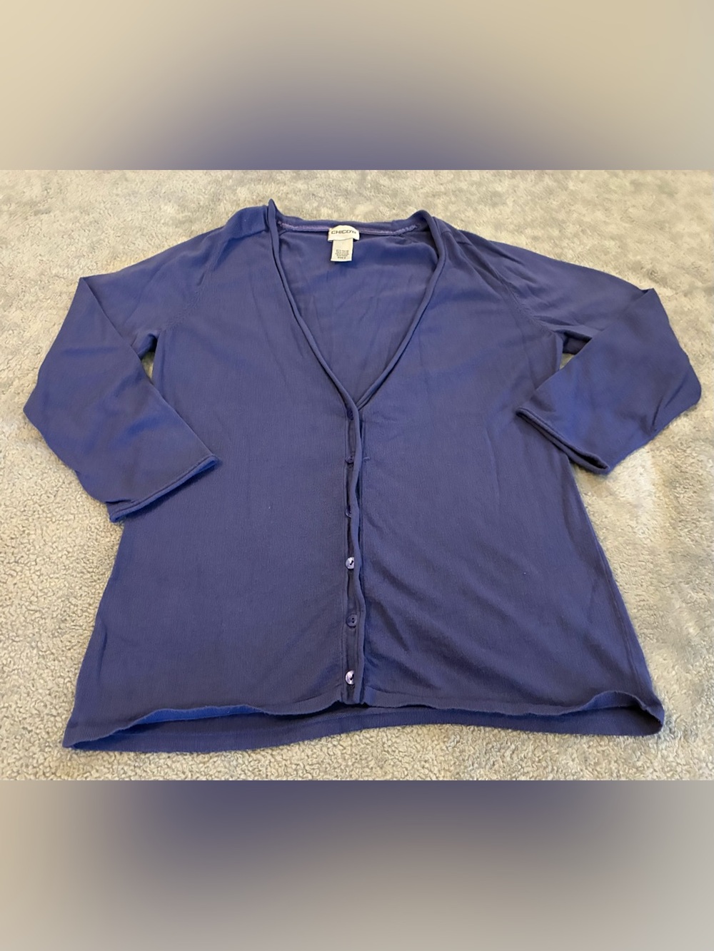 Chico’s Women’s Blue V-Neck Button Cardigan Sweater Size 0